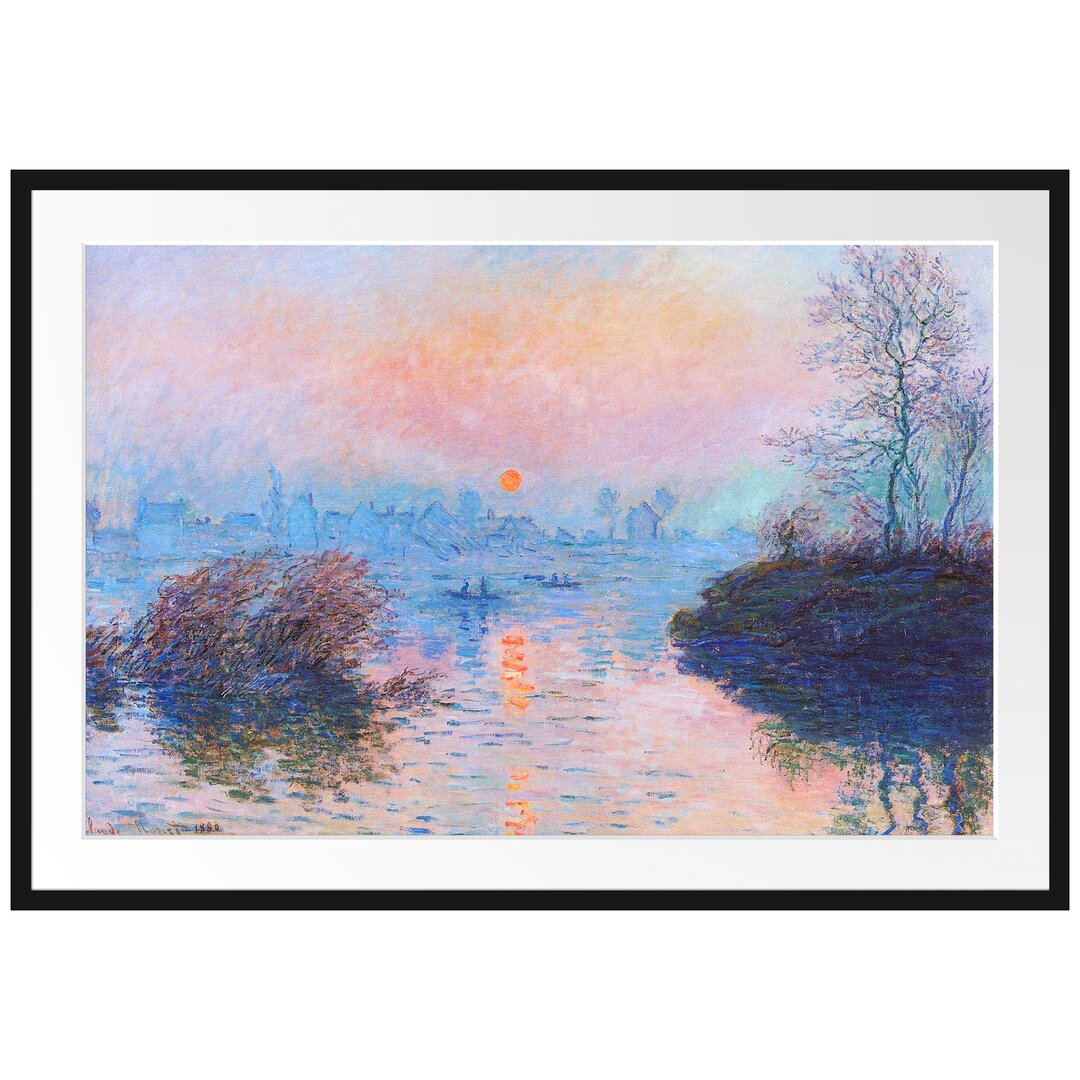 Claude Monet - Sonnenuntergang Auf Der Seine Im Winter - Im Bilderrahmen Mit Galerie-Passepartout