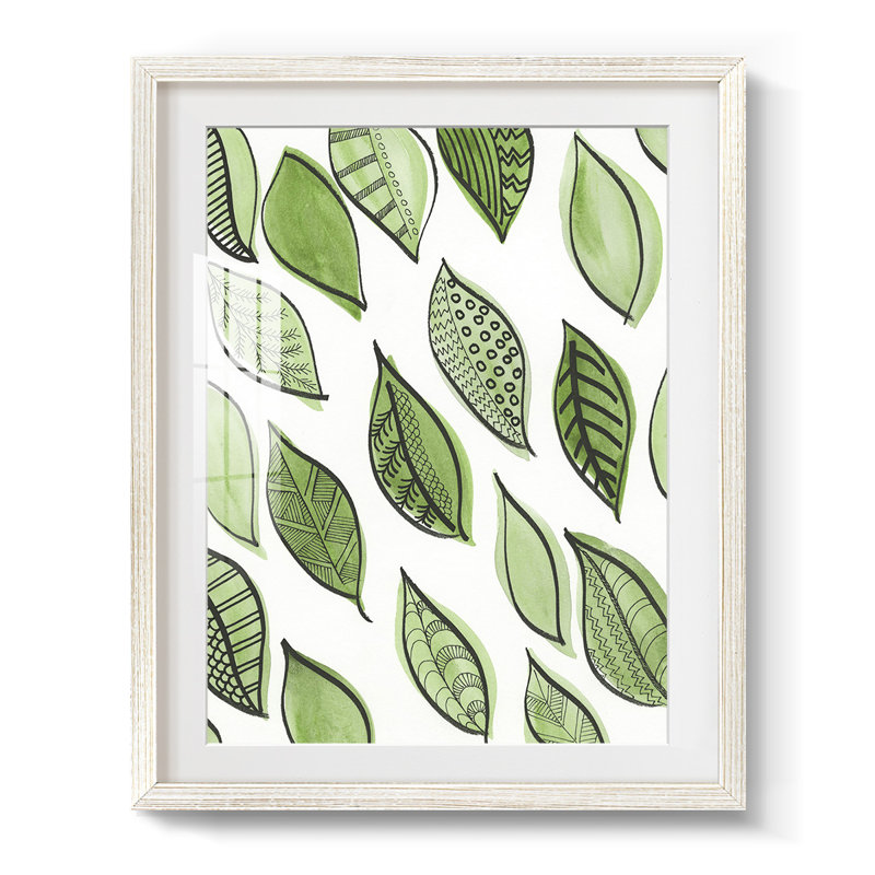 Motif de formes de feuilles IV - Impression encadrée, H 19,5 po x l 16,5 po, Blanc