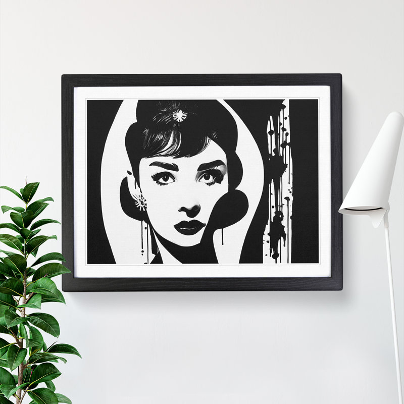 Audrey Hepburn Monochrome Vol.3 - Single Picture Frame Print, 46cm H x 64cm W, Black 