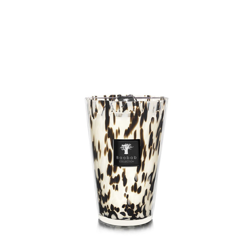 Pearls Black Candle, 13.8" H x 9.36" W x 9.36" D