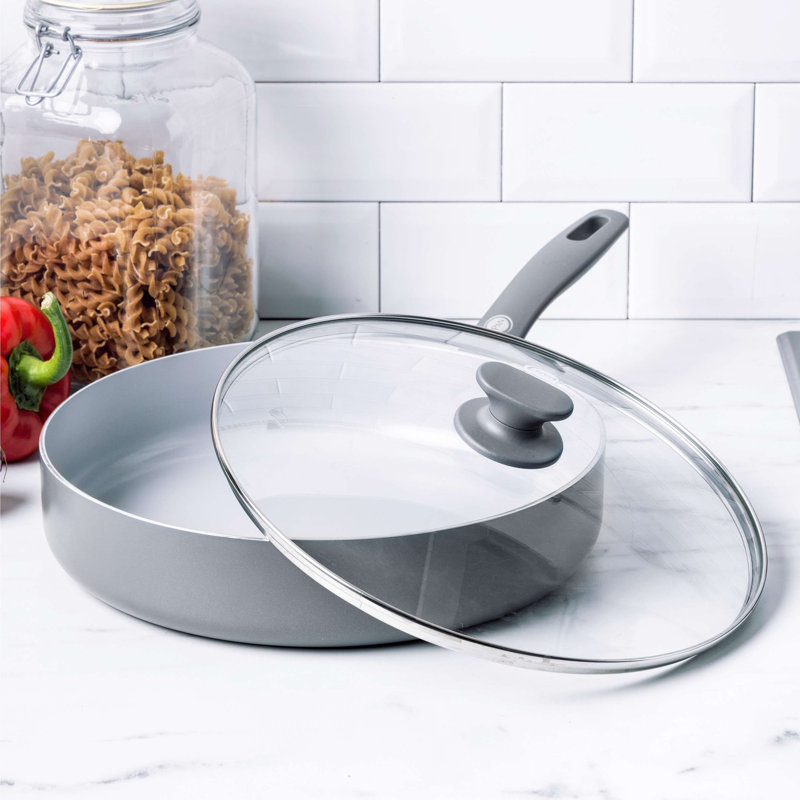 GreenPan Dover Healthy Ceramic Nonstick, 3QT Saute Pan Jumbo Cooker with Lid, PFAS-Free, Dishwasher Safe, Comfort Grip Handle