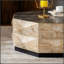Table basse octogonale avec motif tridimensionnel en relief, centre de table rustique