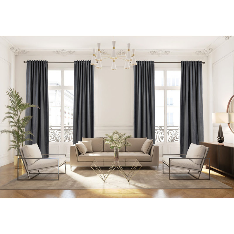 Rideau simple extra long et extra large en velours mat luxueux, 67 Fer, L 52 po x L 84 po