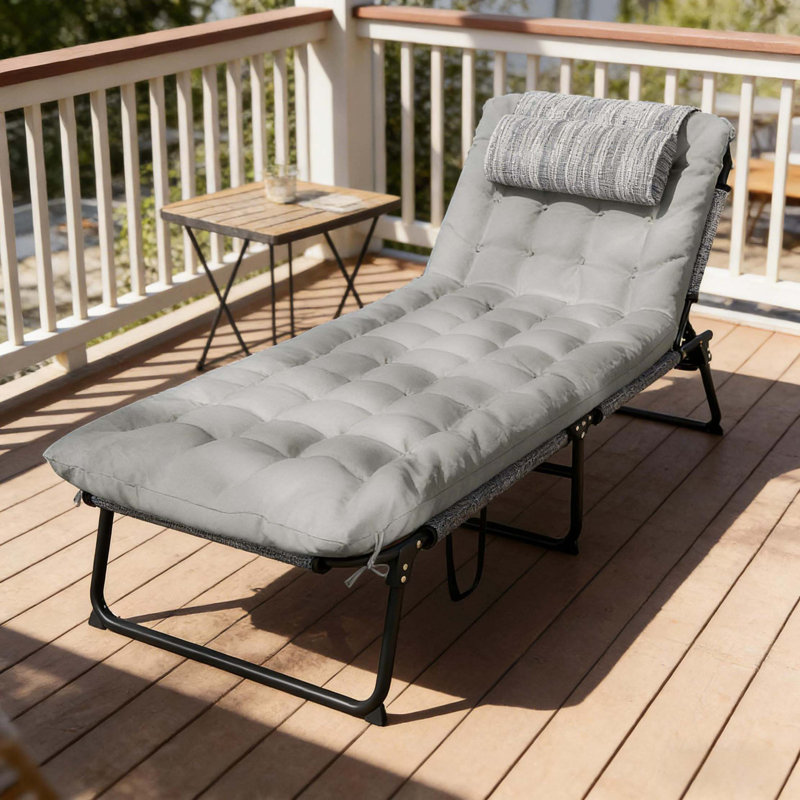 Outdoor Sun Lounger,Folding Chaise Lounge Chair, Gray