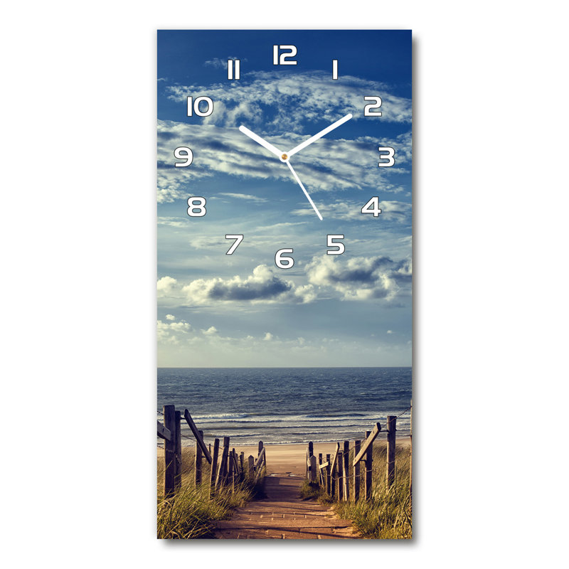 Jameah Glass Wall Clock, Blue/Brown/White
