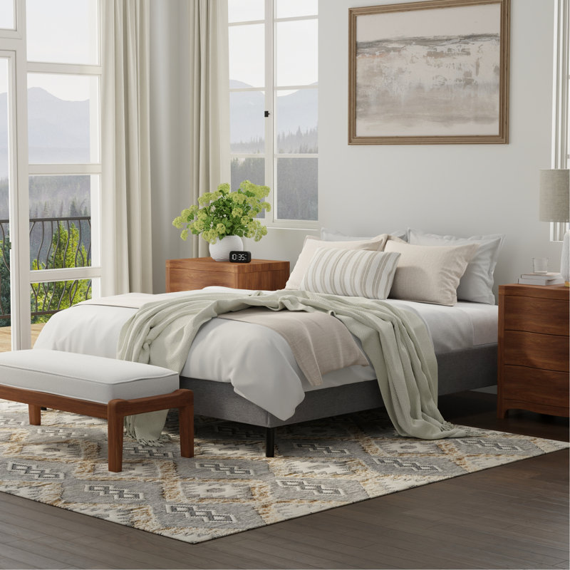 Twin Xl, Upholstered Bed Frame Foundation, Black And Gray, Standard Mattress Types, Quick Installation Gray Xl Strong Support For Mattresses Up To 1000 Lb, 80 In Depth, 38 Width, 15 Height, Easy Fast