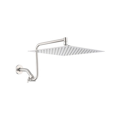 Brushed Nickel 12" Shower Head, Adds Charm To Bathroom Decor Head With Adjustable Extension Arm, Customizable Showering Experience