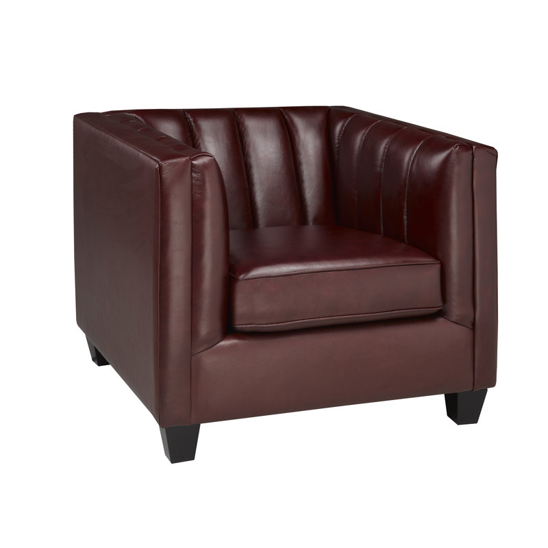 Fauteuil Telfair, Cuir véritable cerise