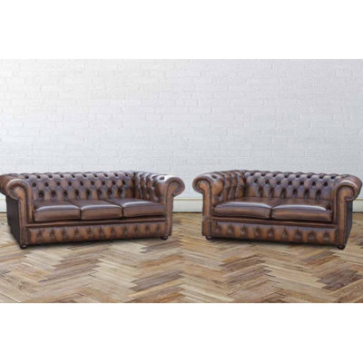 Chesterfield 3 + 2 Seater Antique Sofa Suite Offer