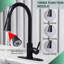 Robinet de cuisine monocommande à grande arche, robinet d'évier en acier inoxydable à 1 ou 3 trous-116650502