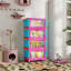 Happy Color, armoire de rangement pliante latérale de 20 po de large, 4 niveaux, 19,69 po x 11,81 po x 40,55 po, bacs de rangement pliables avec porte magnétique, armoire de rangement en plastique avec roues