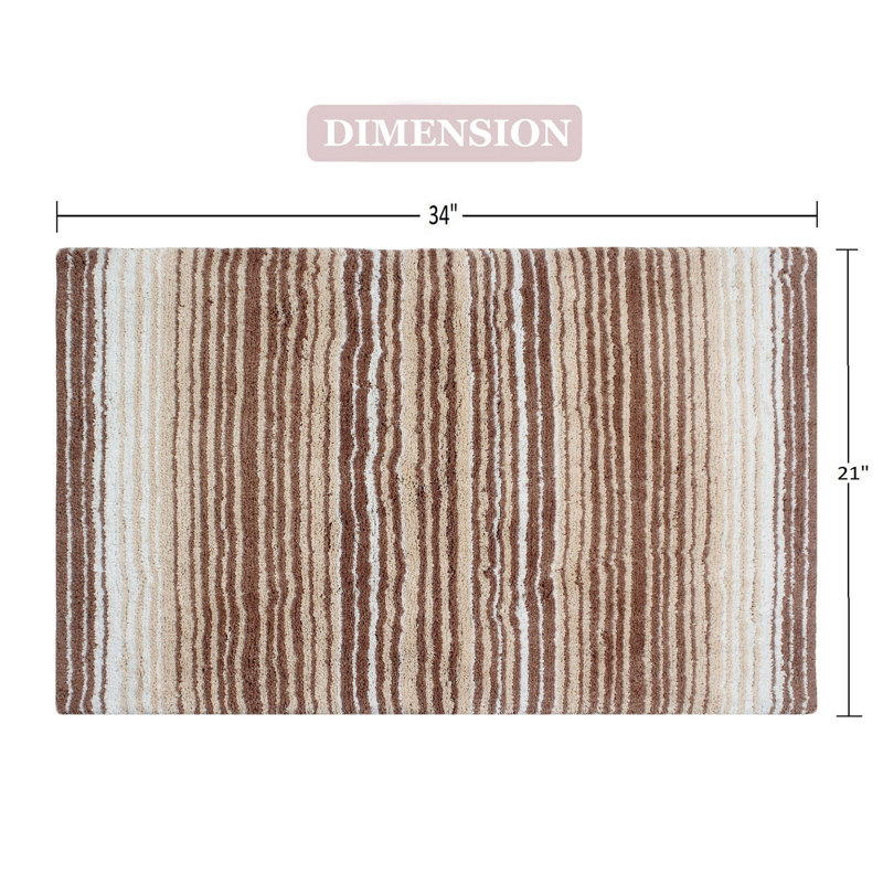 Griffie Plush 100 % Cotton Bath Rug, Single - 21" L x 34" W, Beige