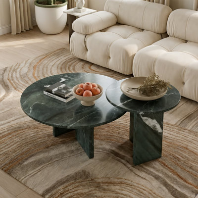 Table basse ronde en marbre 2 pièces pour salon