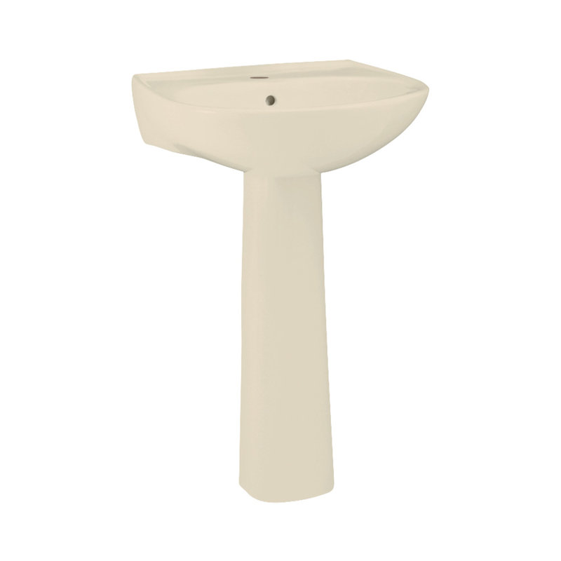 Sacramento 21.25" Ceramic Oval Pedestal Bathroom Sink, Almond