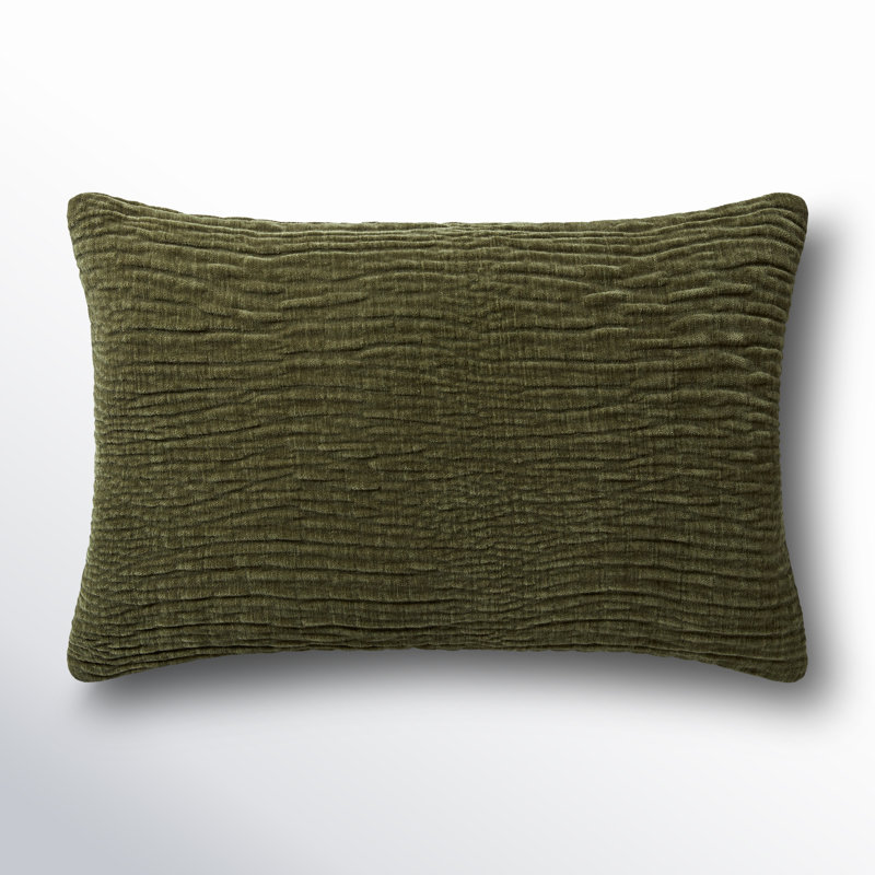 Edan Textured Reversible Pillow Cover & Insert, Rectangle 13"H x 21"W, Olive, Polyester/Polyfill