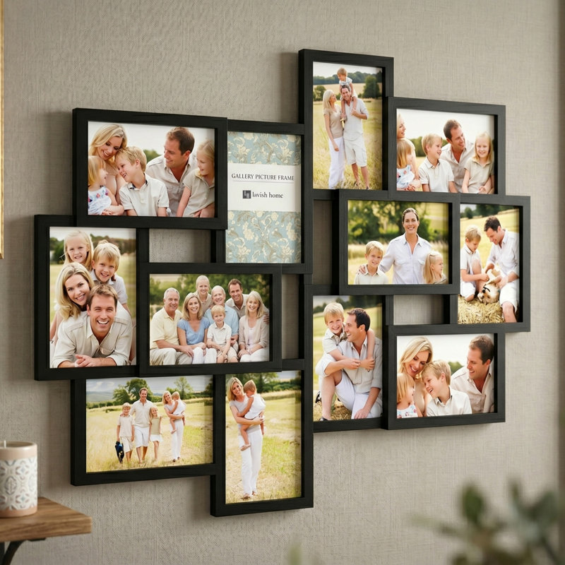 Winston Porter 12-Photo Picture Frame Collage - Multi-Picture Wall-Mounted Display Gallery with 12 Openings for 4x6-Inch Photos or Pictures
