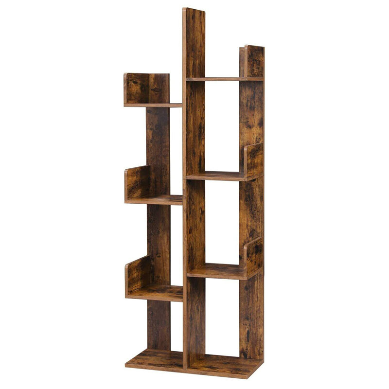 Nemec Geometric Bookcase, Rustic Brown