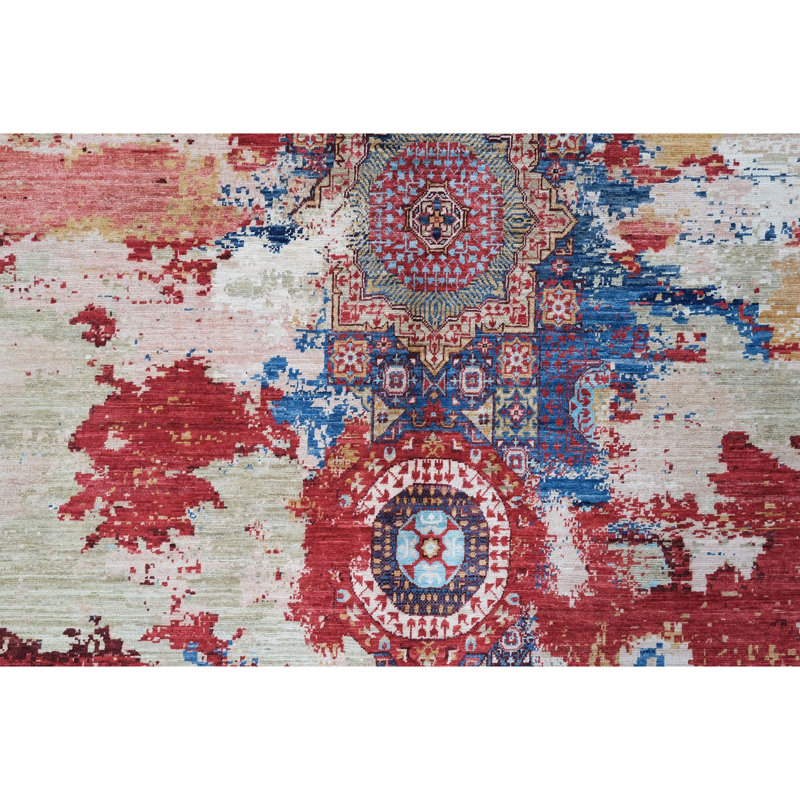 High-Quality Hand-Knotted Red And Blue Area Rug
