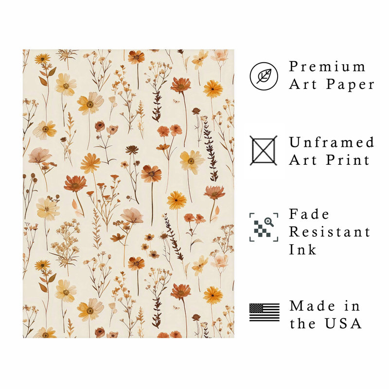 Motif floral d'automne avec fleurs sauvages, H 30 po x l 20 po