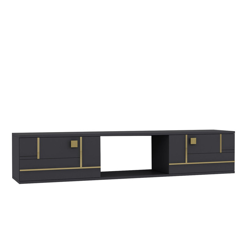 Meuble télé, Gris/doré