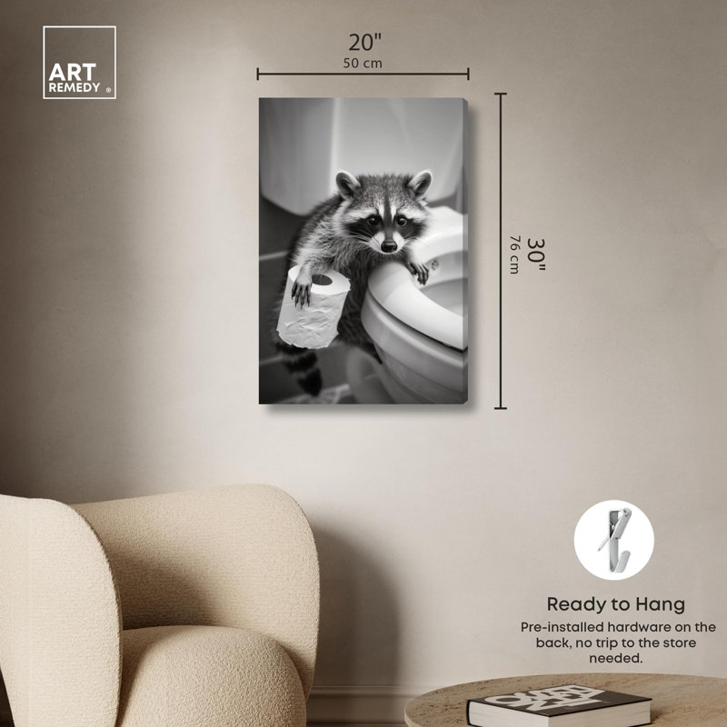 "Helper Raccoon", impression sur toile par Art Remedy, H 30 po x l 20 po, Gallery Wrapped