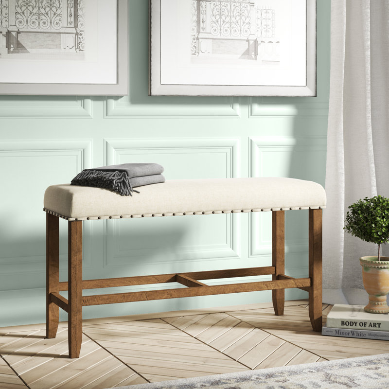 Adler Polyester Upholstered Bench, Beige