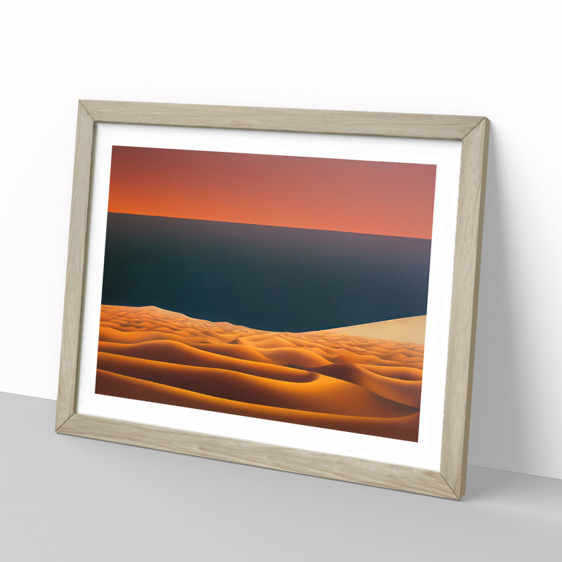 Desert By The Ocean - Single Picture Frame Print, 46cm H x 64cm W, Oak
