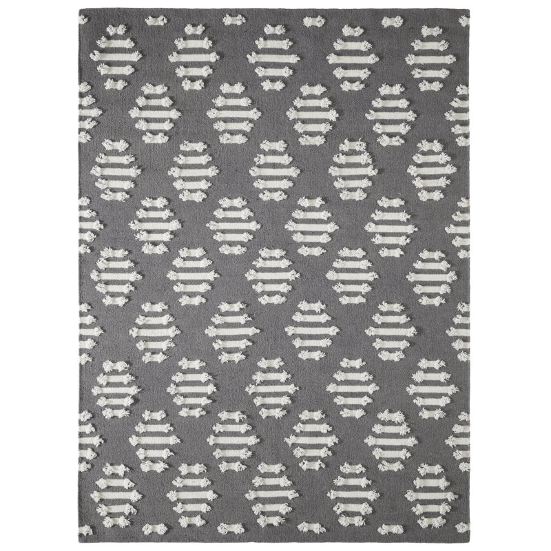 Rachell Moroccan Area Rug in Grey, Rectangle 5' x 7'