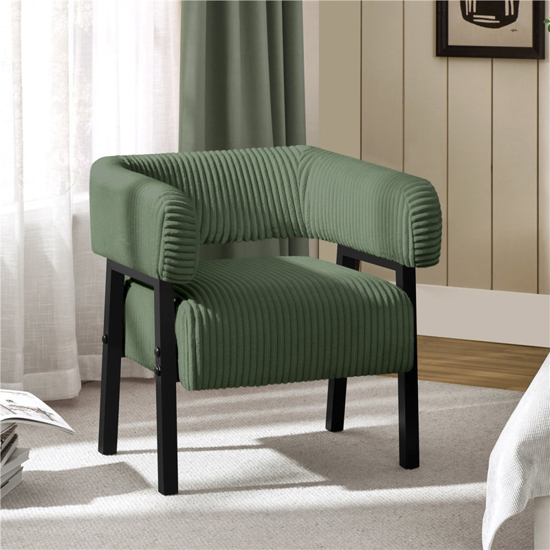 Upholstered Corduroy Armchair, Dark Green