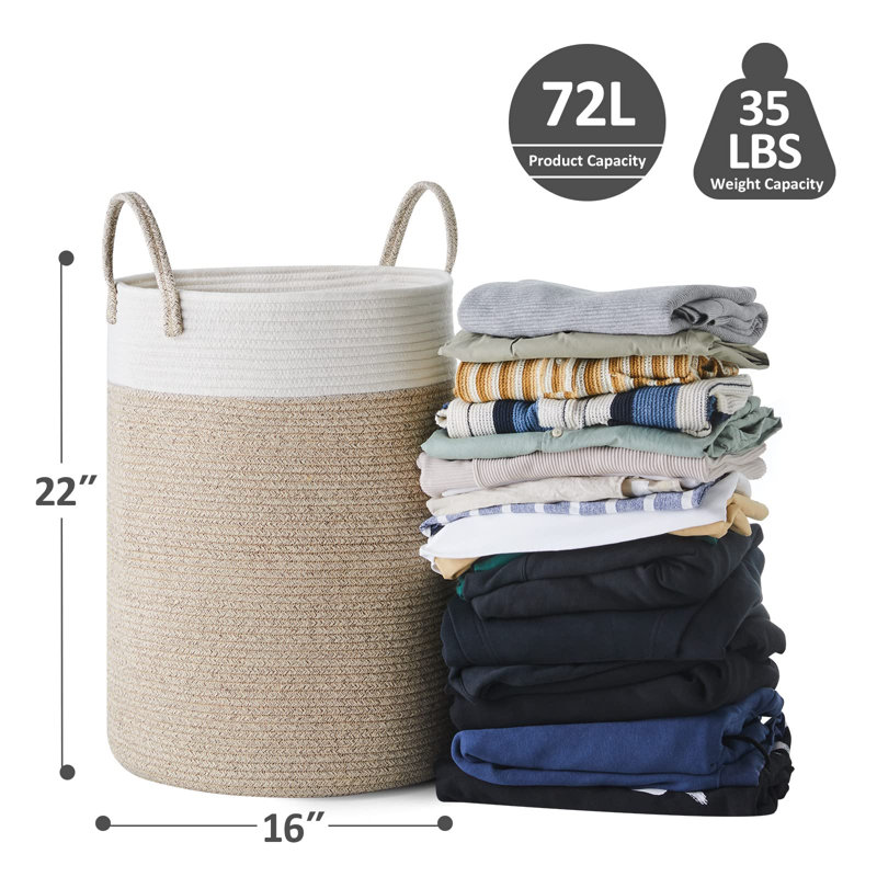 Laundry Hamper with Handles, Medium ( 20" H x 15" W x 15" D ), Brown