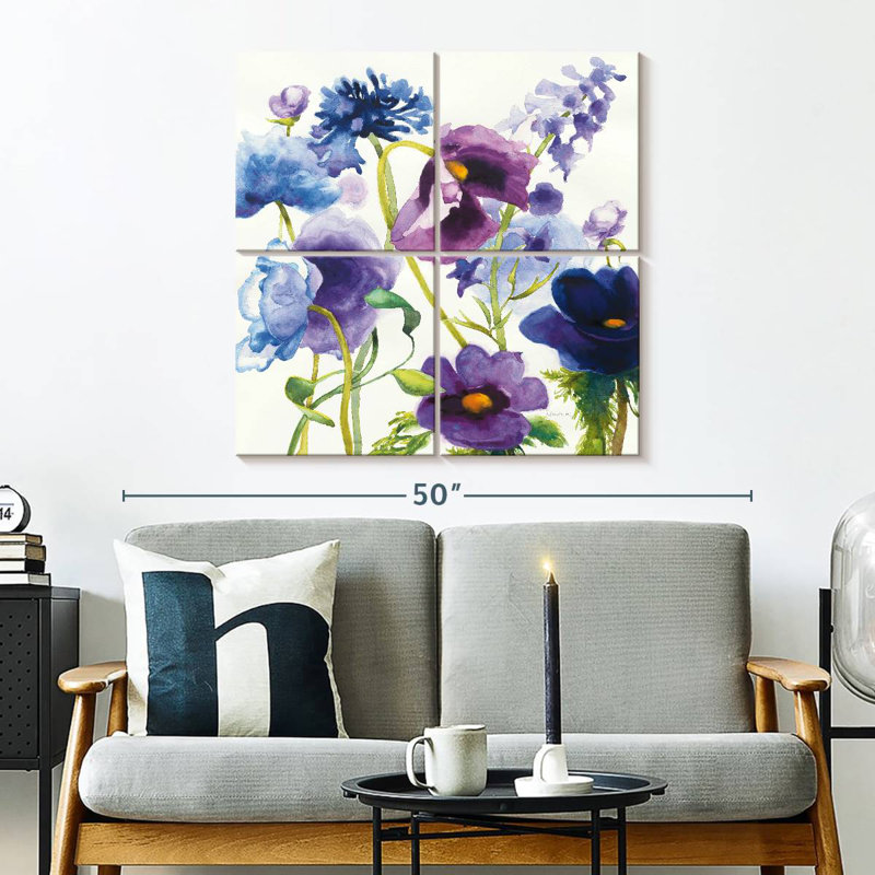 Harnek - jardin mixte bleu et mauve I, H 32 po x l 32 po