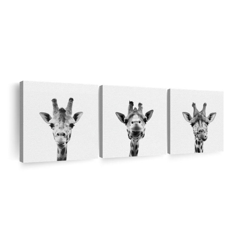 " Three Silly Giraffes " 3 - Pieces, 8" H x 26" W x 1" D