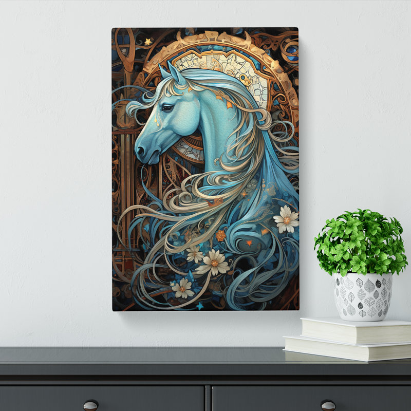 Horse Nouveau No.2 - Wrapped Canvas, 76cm H x 50cm W x 3cm D
