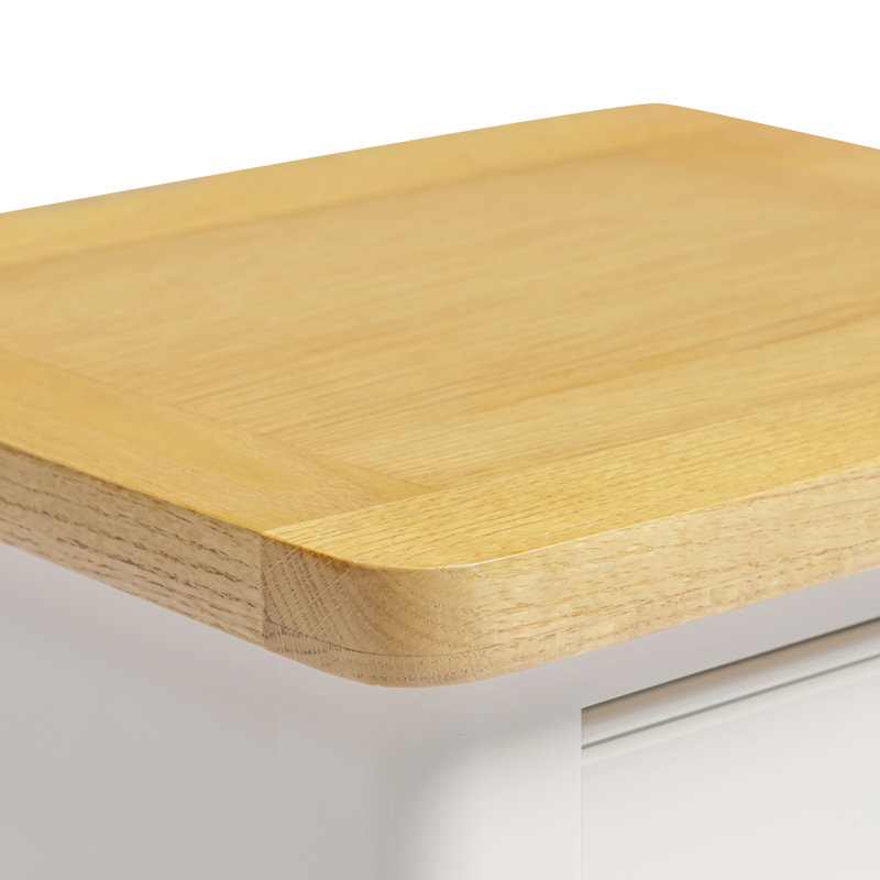 Bodkin Wooden Bedside Table With Drawer - Traditional Farmhouse Style, 47cm H x 40cm W x 36cm D, Oak/Cream