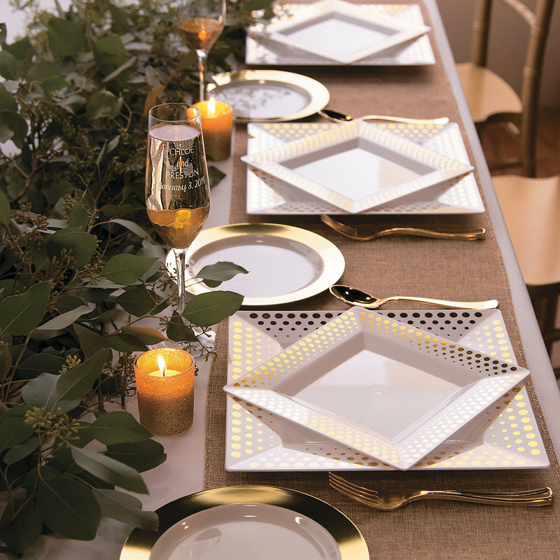 Silver Shimmer Burlap Table Runner - Wedding - Textile Accents - 1 Piece, Gold