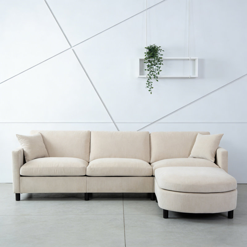Canapé modulaire spacieux de 107,87 po, canapé rembourré avec repose-pieds et coussins de siège / dossier amovibles, grand canapé familial pour le salon