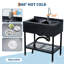 Évier 304 en acier inoxydable 304 à double cuve 36,6 x 22,2 x 38,9 po avec robinet coulissant - Station de lavage commerciale autoportante avec tablette intégrée et ouverte - Résistant à la rouille pour le garage. Cuisine et buanderie