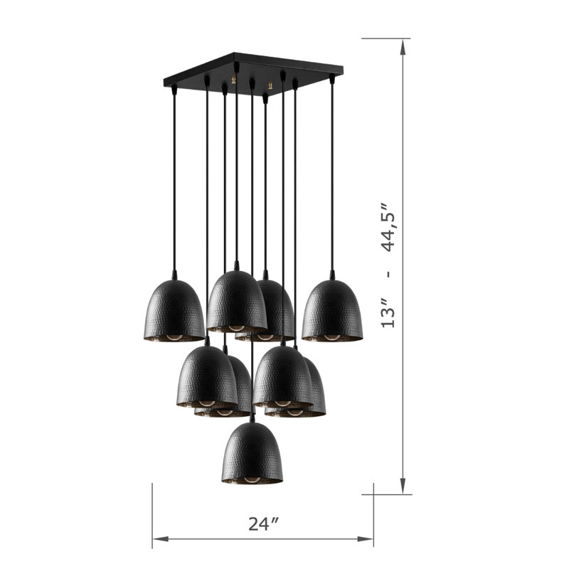 Luminaire suspendu en métal 9 lumières