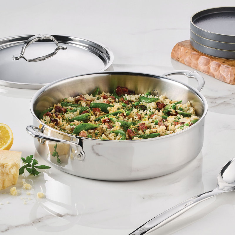 Probond® Luxe 6-quart Polished Professional Clad Stainless Steel Rondeau With Lid