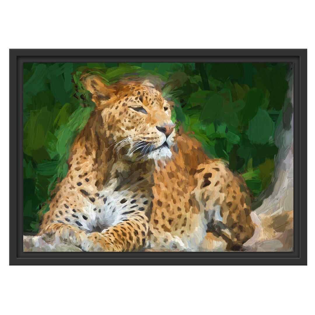 Gerahmtes Wandbild Leopard in der Natur