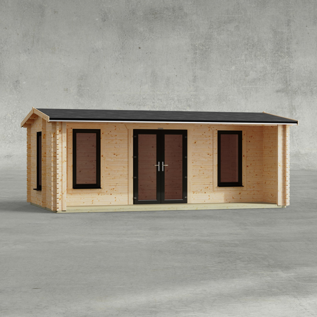 Powersheds 18 x 18ft Apex Snug Log Cabin, Doors Central - 44mm