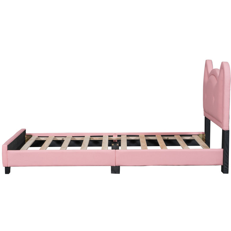 Ceasar Vegan Leather Platform Bed, Twin, Pink