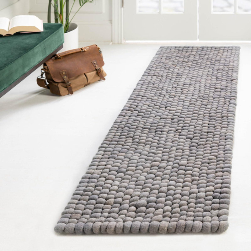 Tapis gris en laine Gregorey, Tapis de couloir 2 pi 2 po x 6 pi 1 po