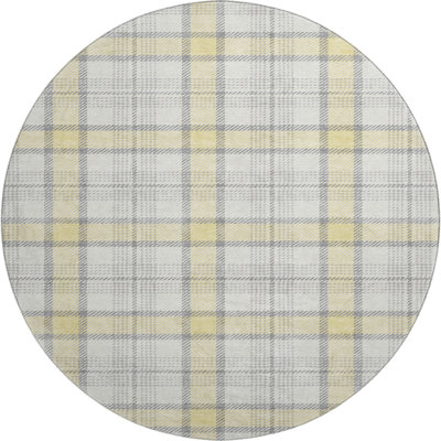 Premium Machine Washable Corum AMF1052 Plaid Rug