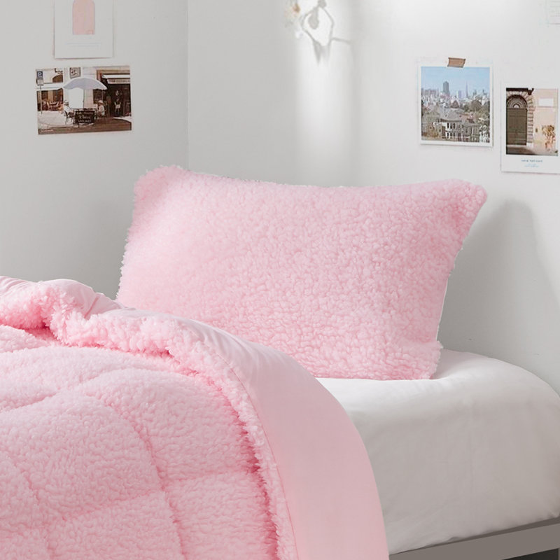 Coma Inducer Cotton Candy Sherpa Sham, King, Bubblegum Pink