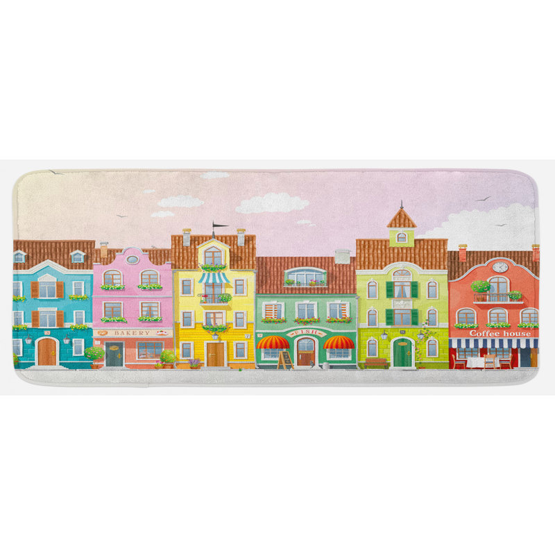 Tapis de cuisine multicolore rétro Retro House In With Smalles