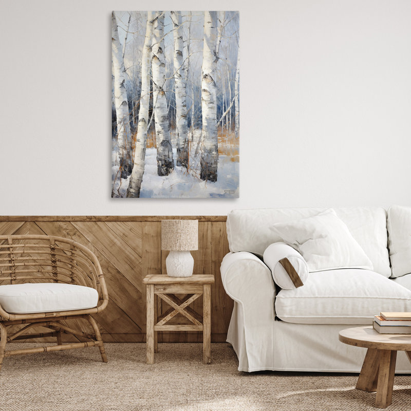 "Snowy Birch Forest", art mural par Roozbeh Bahramali, H 45 po x l 30 po