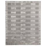 Metro-Velvet Striped Area Rug in Silver