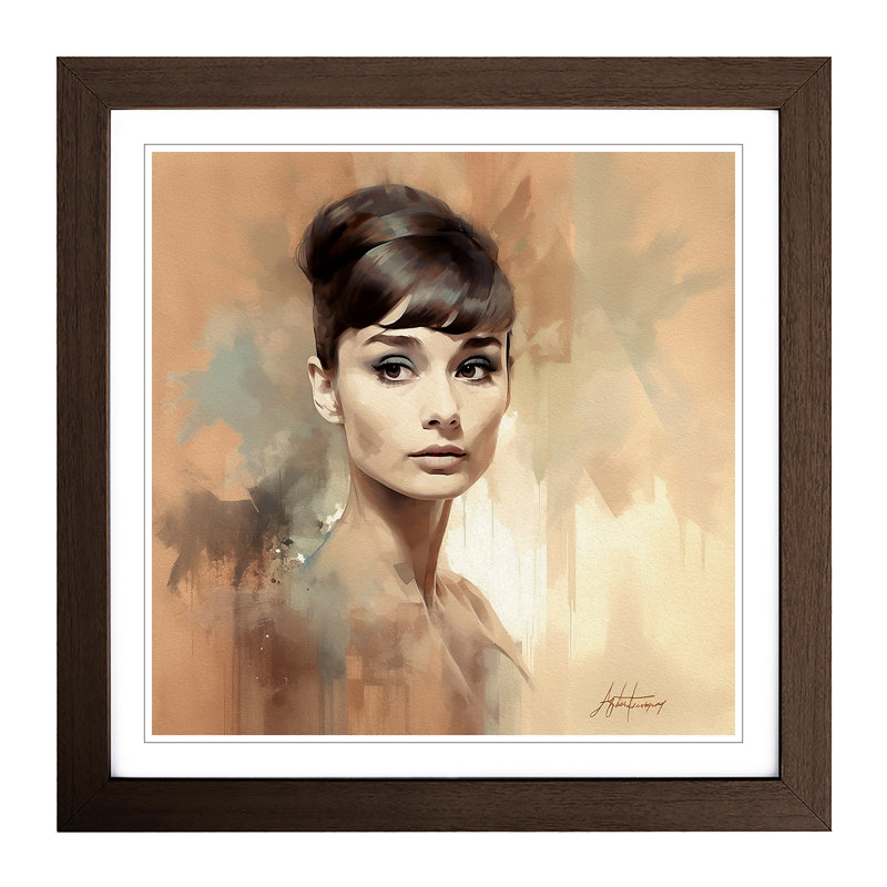 Audrey Hepburn Conceptual Art - Framed Print, Walnut