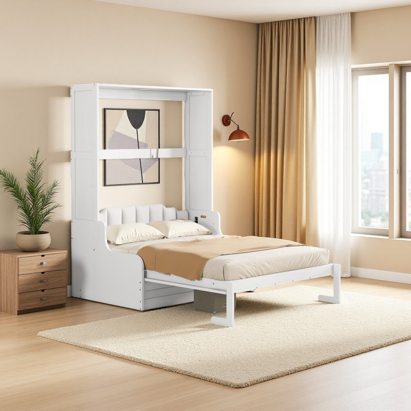 Lit escamotable mural Murphy avec coussin, Blanc